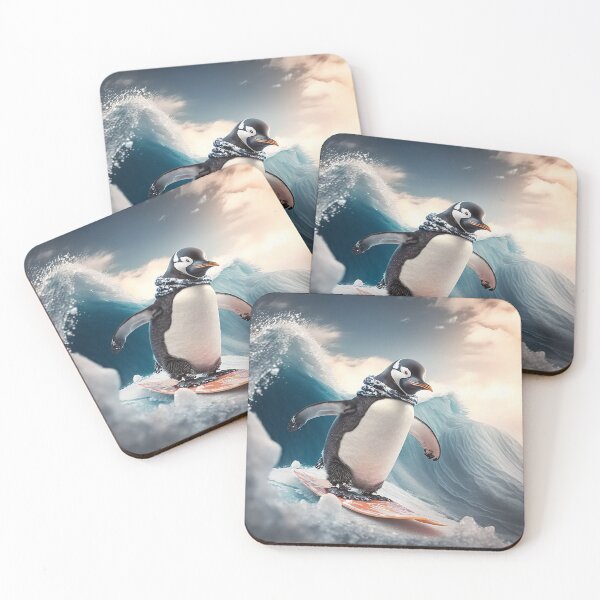 Item preview, Penguin Surfer: A Cute Image Reminding Us of Melting Ice Caps designed and sold by zzibel.