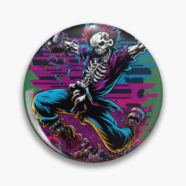 Artikelvorschau, Rocker-Skelett-Synth-Wave-Grafik entworfen und verkauft von StayCreepy13.