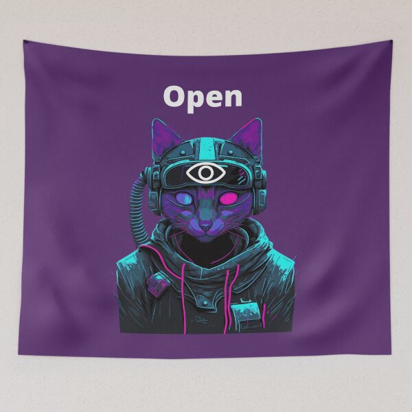 Artikelvorschau, Cyberpunk-Katze, Open Eye / AI, Original entworfen und verkauft von Ksmith-Style.