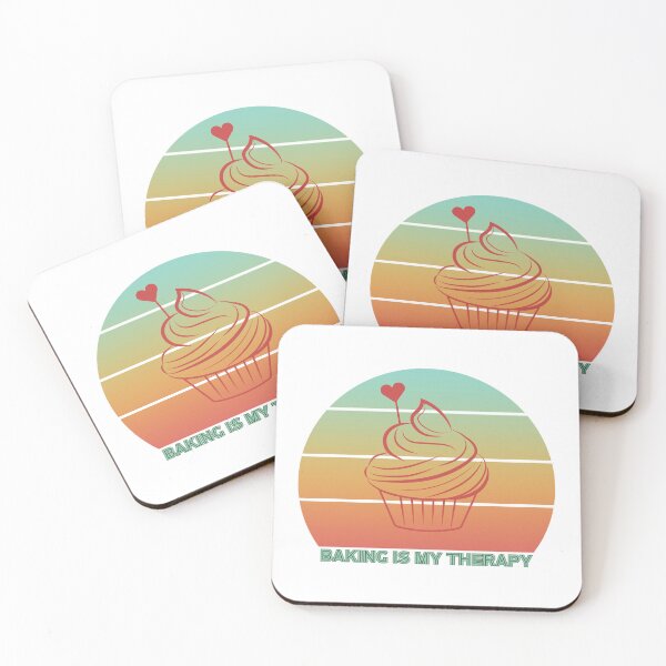 Item preview, Baking is My Therapy Retro Sunset Cupcake designed and sold by Print-A-Joke.