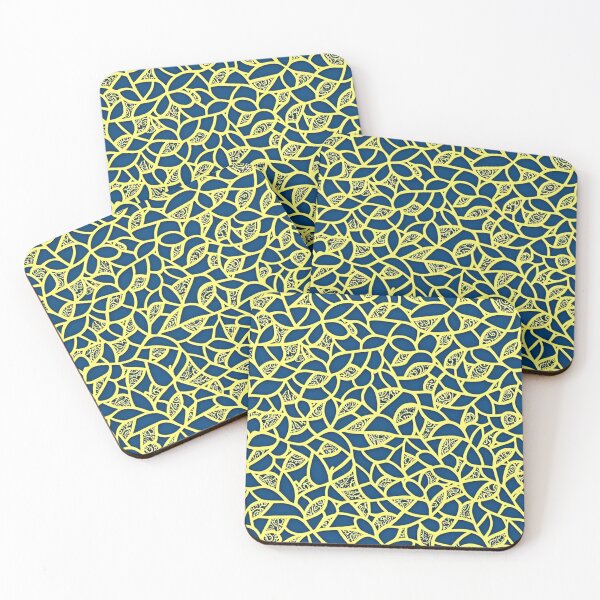 Item preview, Yellow and Blue Repeating Damask Pattern designed and sold by candlewithhare.