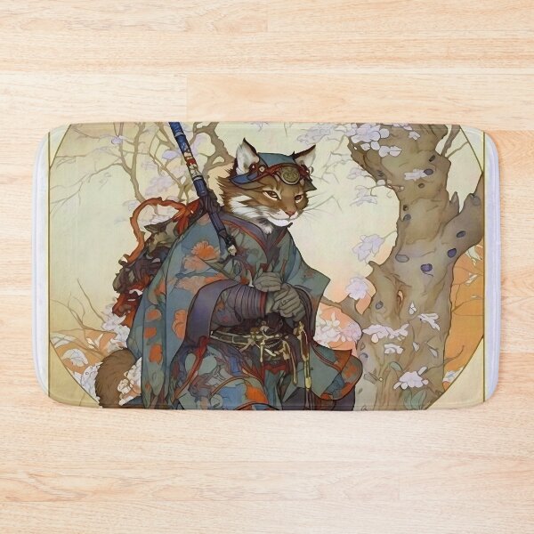 Item preview, Vintage Art Nouveau Traditional Japanese Kitsune Samurai designed and sold by entwithanaxe.