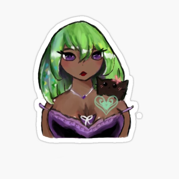Anime girl avec chat marron Sticker
