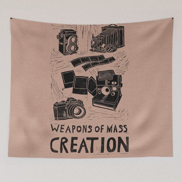Item preview, Weapons Of Mass Creation - Photography (blk on brown) designed and sold by BiancaGreen.