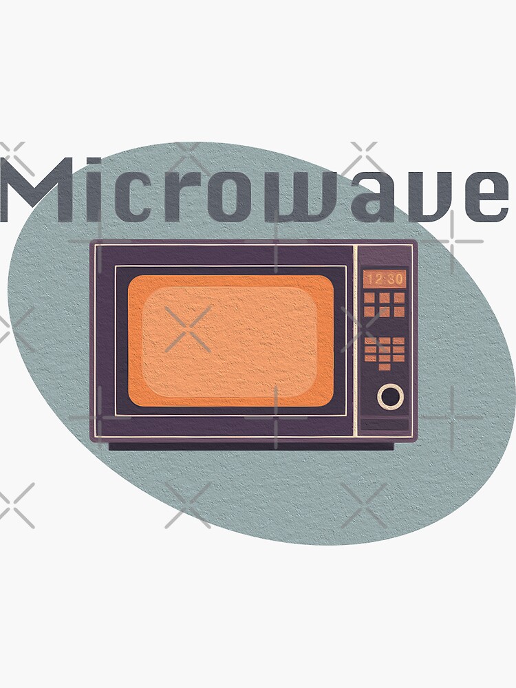 cute microwave sticker collection Stock Vector