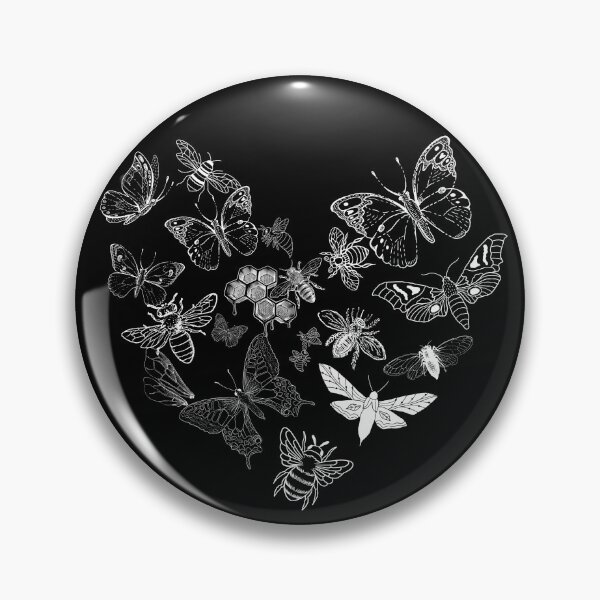 Item preview, Butterfly & Bee Pollinators Heart Shape White Line Drawing Design designed and sold by EarthArtDesigns.