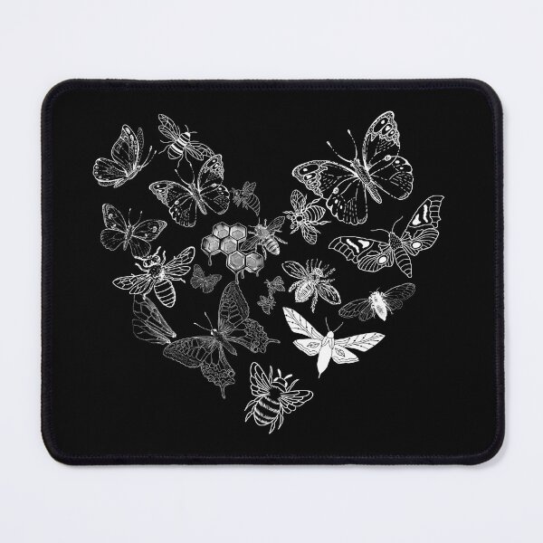 Item preview, Butterfly & Bee Pollinators Heart Shape White Line Drawing Design designed and sold by EarthArtDesigns.