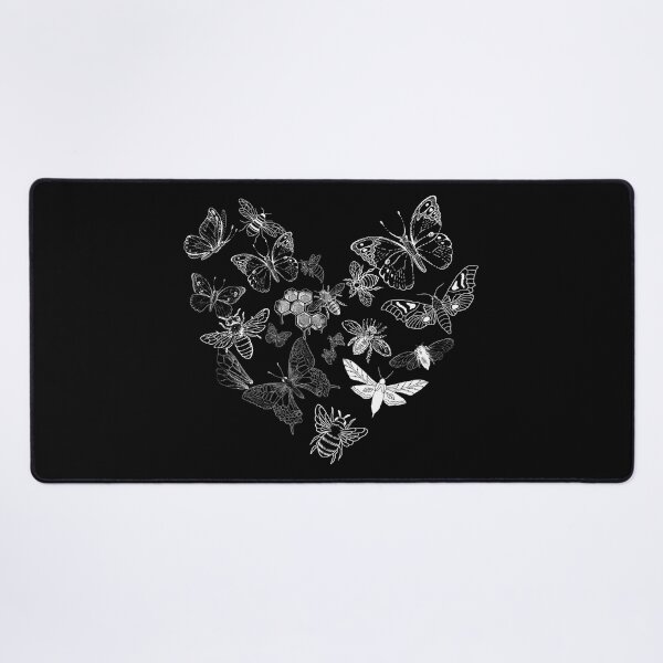 Item preview, Butterfly & Bee Pollinators Heart Shape White Line Drawing Design designed and sold by EarthArtDesigns.