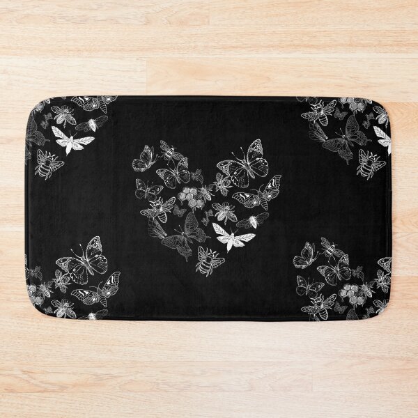 Item preview, Butterfly & Bee Pollinators Heart Shape White Line Drawing Design designed and sold by EarthArtDesigns.