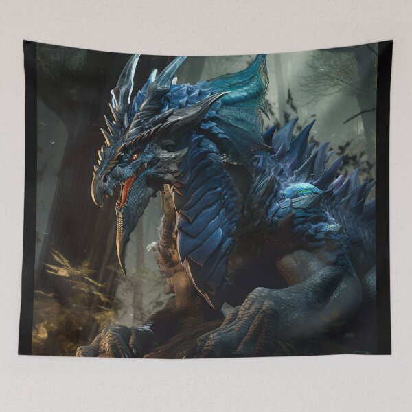 Item preview, Enter the World of Fantasy with this Highly Detailed Blue Dragon Portrait designed and sold by CreationP.