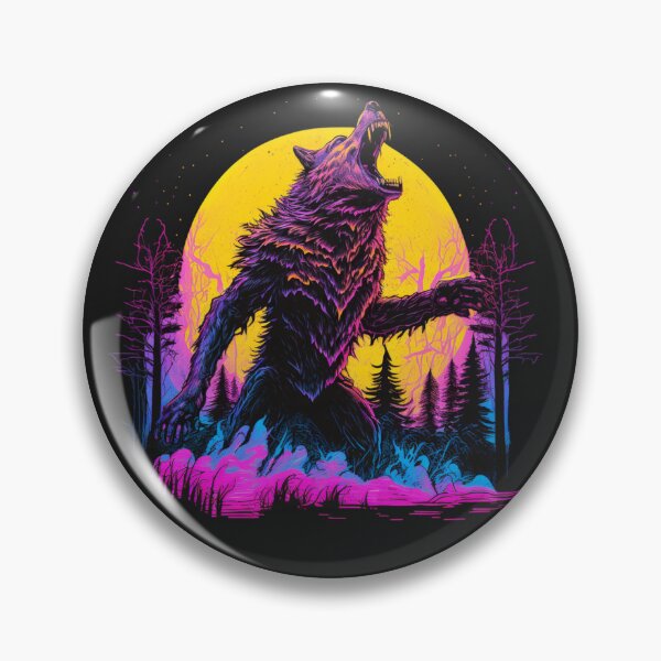 Artikelvorschau, Werwolf im Wald, der nachts Mond-Synth-Welle heult entworfen und verkauft von StayCreepy13.