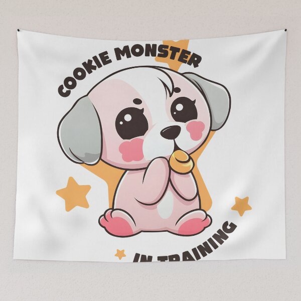Item preview, Cookie Monster in Training Cute Kawaii Dog Eating a Cookie  designed and sold by lazarus93.