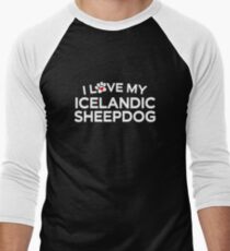 I Love My Icelandic Sheepdog Men's Baseball ¾ T-Shirt