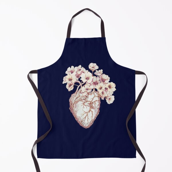 Item preview, Human heart illustration art, white flowers anemones, human heart, branches, plant, tree, watercolor art designed and sold by Collagedream.