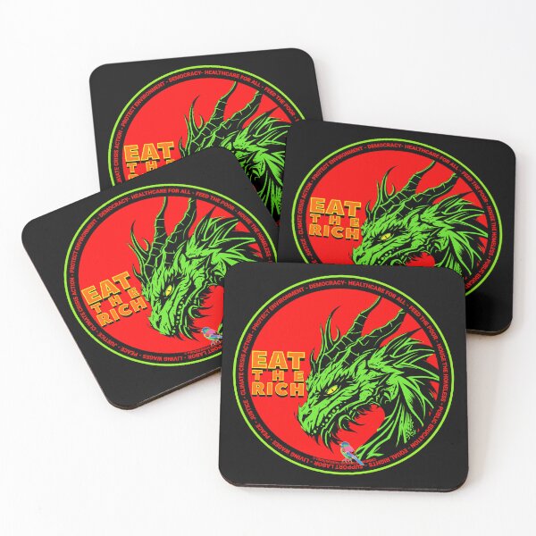 Item preview, PMD00622 Progressive Movement Designs Dragon funny humor Eat The Rich snarky left slogan shows you still support progressive policy goals for progressive Democrats and Bernie Sanders supporters designed and sold by ProgressiveLeft.