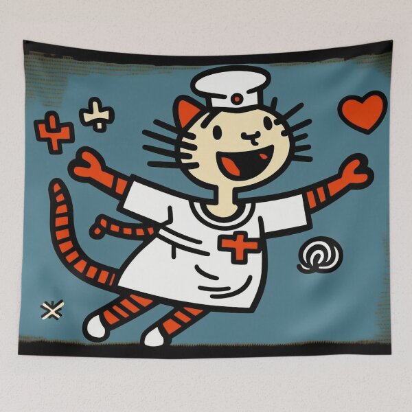 Item preview, Cute nurse cat flying with love and hearts designed and sold by NxtGenArt.