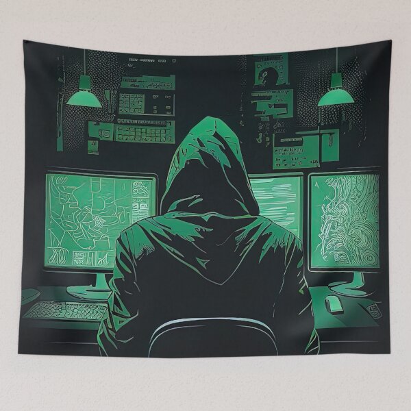 Item preview, Hacker behind computer screens green style designed and sold by RK - Shop.