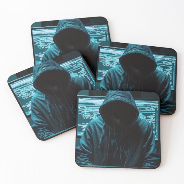 Item preview, Blackhat hacker wearing hoodie behind laptop designed and sold by RK - Shop.