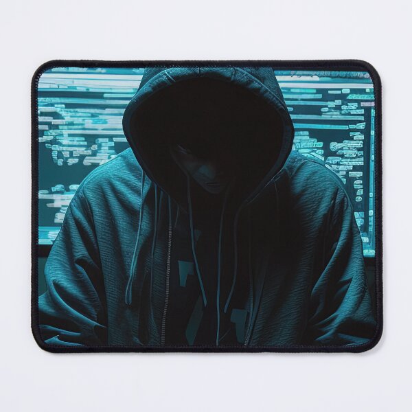 Item preview, Blackhat hacker wearing hoodie behind laptop designed and sold by RK - Shop.