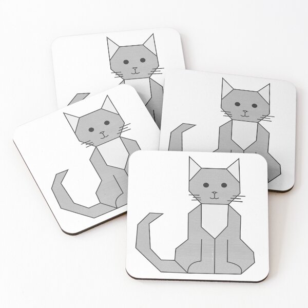 Item preview, cat drawing on grid designed and sold by E.D.CH designs..