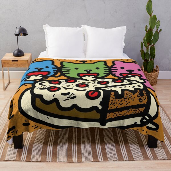 Item preview, Cute cats eating cake, blue yellow green pink designed and sold by NxtGenArt.