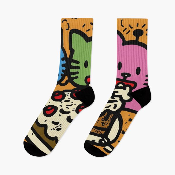 Item preview, Cute cats eating cake, blue yellow green pink designed and sold by NxtGenArt.