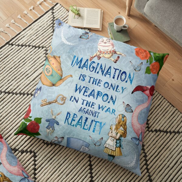 Alice In Wonderland - Imagination Quote Floor Pillow