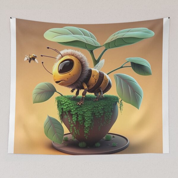 Item preview, Bee On A Super Lovely Cartoon Sunflower designed and sold by WixWorks.