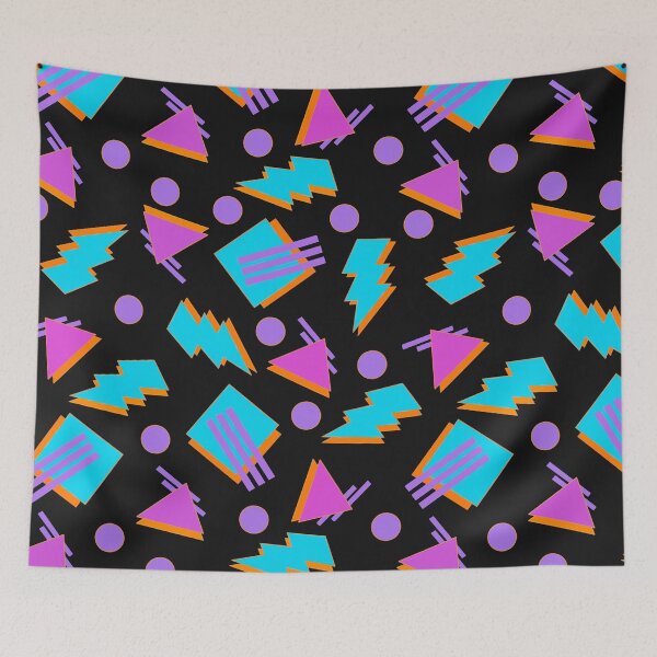 Item preview, Funky Vintage Memphis Style Design on Black Background designed and sold by LaRoach Digital Arts.