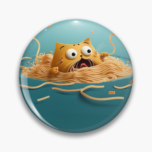 Aperçu de l'œuvre Chat mignon nerveux se noyant dans des spaghettis créée et vendue par NxtGenArt.