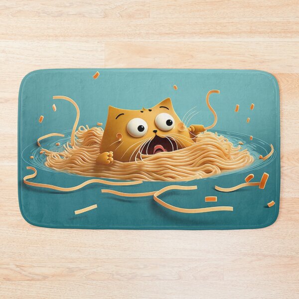 Item preview, Nervous cute cat drowning in spaghetti designed and sold by NxtGenArt.