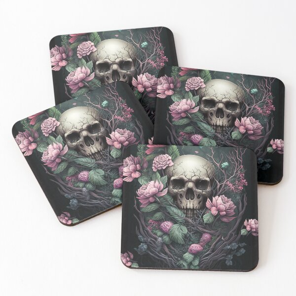 Item preview, Skull and Pink Roses Pink Skull Art Pink Gothic Skull designed and sold by Art.Fusion.Studio.