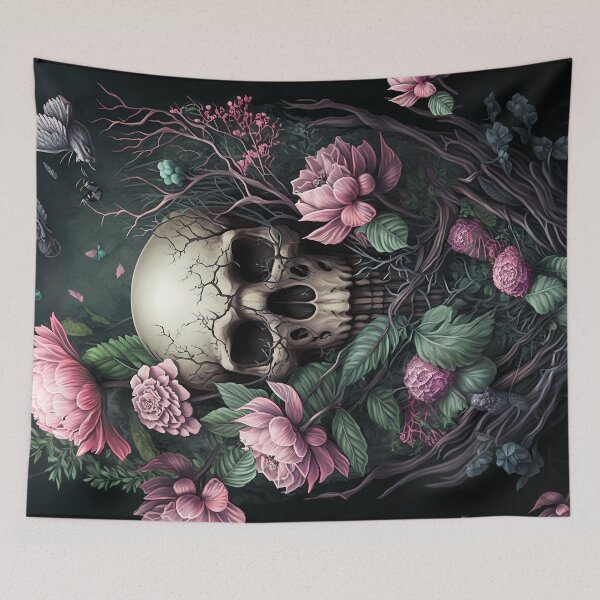 Item preview, Skull and Pink Roses Pink Skull Art Pink Gothic Skull designed and sold by Art.Fusion.Studio.