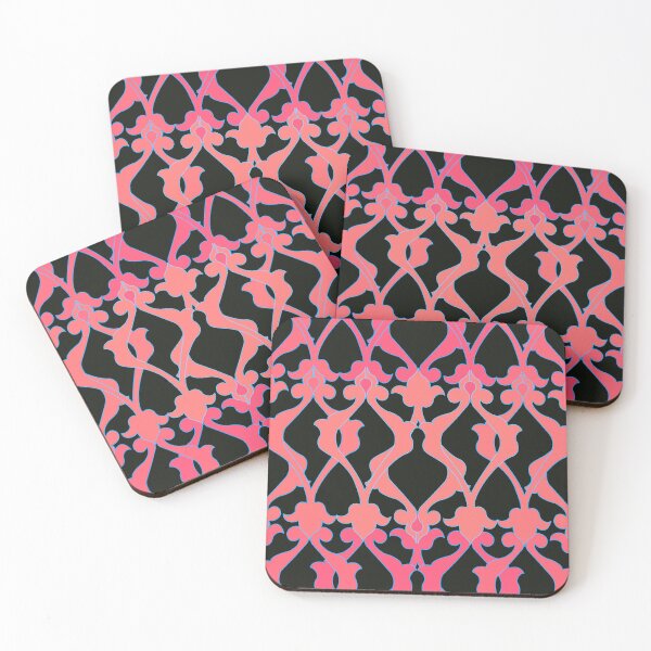 Item preview, Art Nouveau Design Pattern in Peach on Black designed and sold by LaRoach Digital Arts.