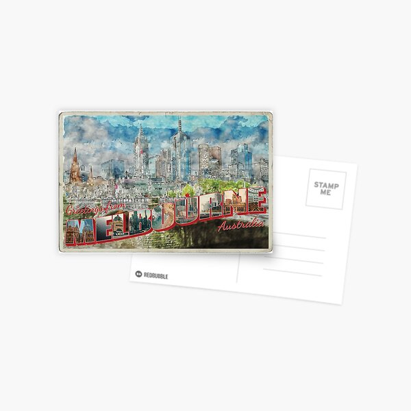Item preview, Greetings from Melbourne in Australia Vintage style retro souvenir designed and sold by DeveloperProp0.