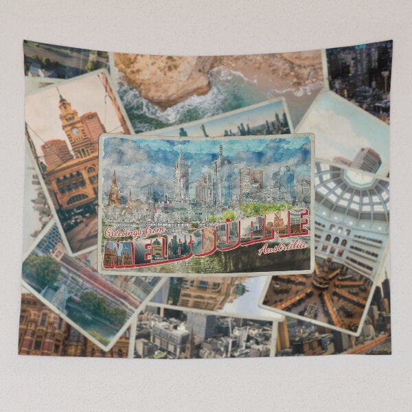 Item preview, Greetings from Melbourne in Australia Vintage style retro souvenir designed and sold by DeveloperProp0.