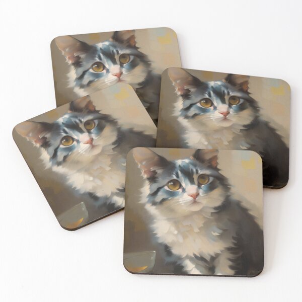 Item preview, Feline Intensity: A fierce kitty oil painting designed and sold by KH-GardenEden.