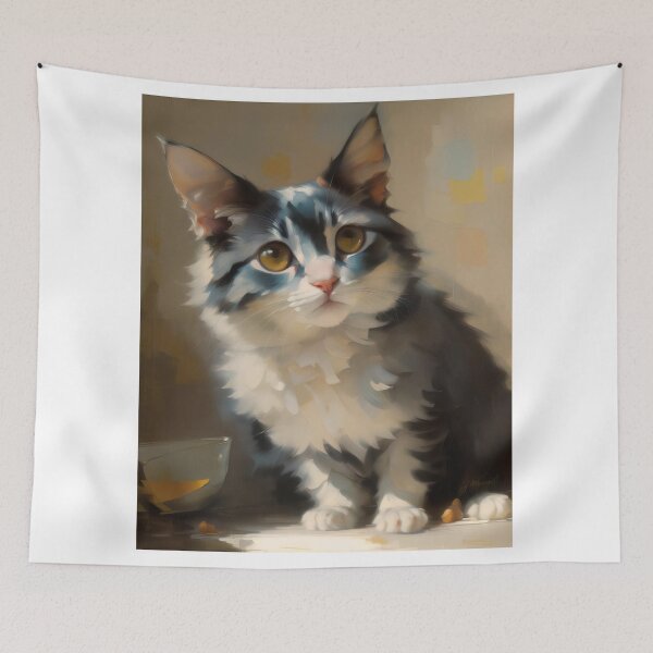 Item preview, Feline Intensity: A fierce kitty oil painting designed and sold by KH-GardenEden.