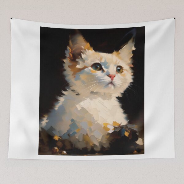 Item preview, Feline Vigilance: A watchful kitty oil painting designed and sold by KH-GardenEden.