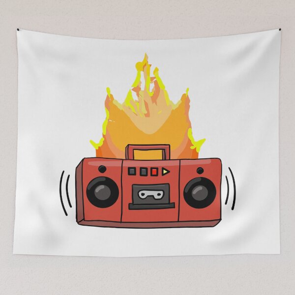 Item preview, Vintage Cassette Player with Fiery Red Flames designed and sold by criticalprocess.