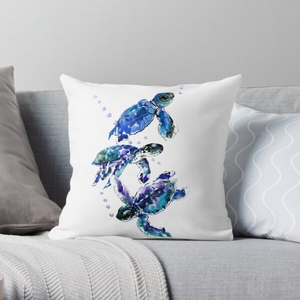 Three Sea Turtles Throw Pillow