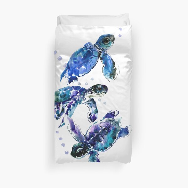 Three Sea Turtles Duvet Cover