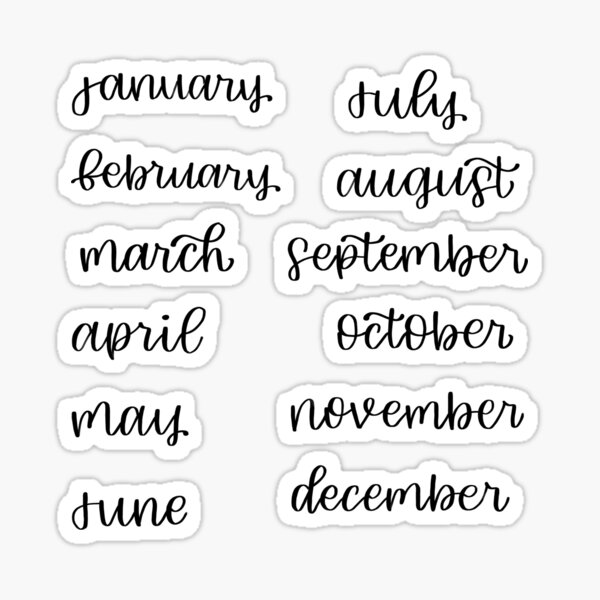 Months of the year sticker pack - months of the year journal stickers.  Sticker for Sale by Theleochick