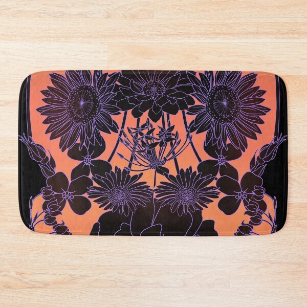 Item preview, Surreal Face design made from random flowers, orange background designed and sold by DaveDanchuk.