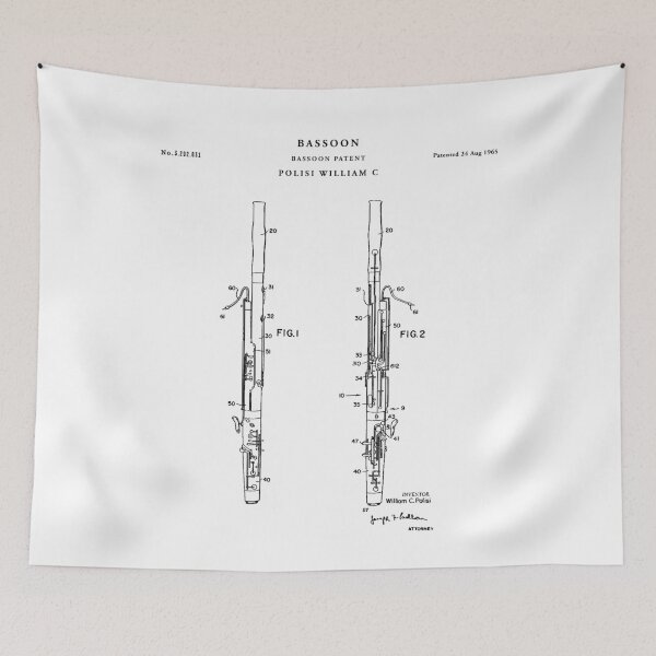 Item preview, Bassoon Patent Drawing Blueprint designed and sold by Vintago.
