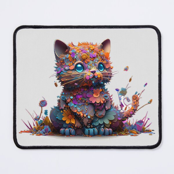 Item preview, Kitten with Flowers and Melting Colors designed and sold by Expressive Vision.