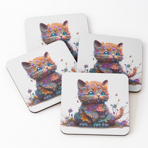 Item preview, Kitten with Flowers and Melting Colors designed and sold by Expressive Vision.