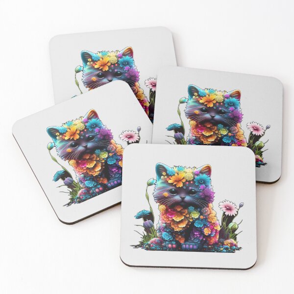 Item preview, Kitten with Flowers and Melting Colors designed and sold by Expressive Vision.