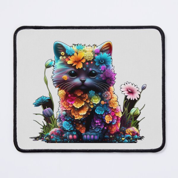 Item preview, Kitten with Flowers and Melting Colors designed and sold by Expressive Vision.