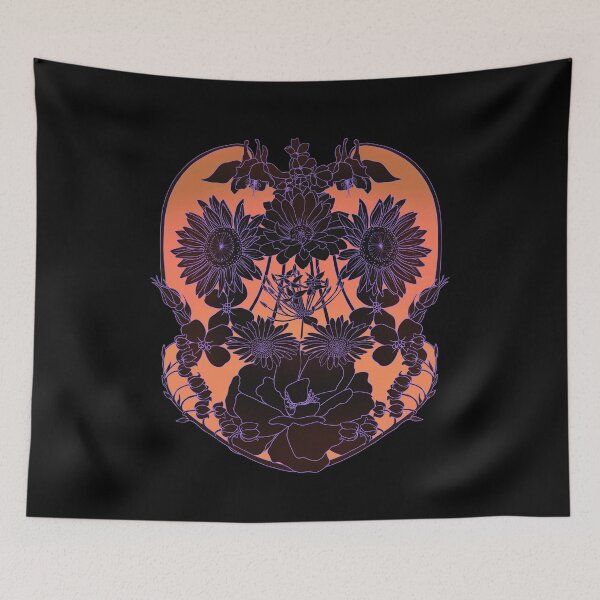 Item preview, Surreal Face design made from random flowers, orange background designed and sold by DaveDanchuk.